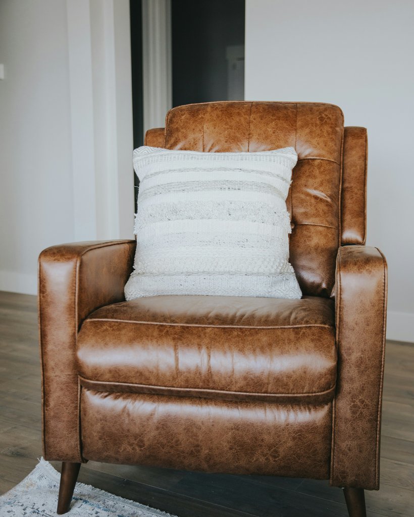 A comfortable leather recliner in a calm, private office where Spravato treatment sessions are monitored